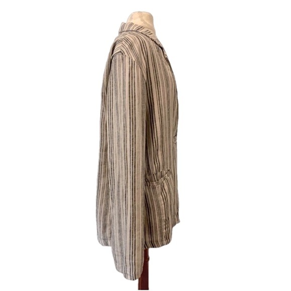 Sanctuary Striped Button Blazer Linen Blend Lagenlook Large  (Anthrologie Brand) - Picture 2 of 8